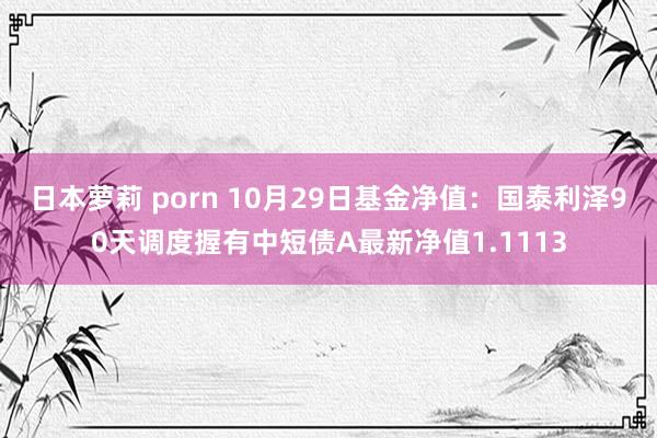 日本萝莉 porn 10月29日基金净值：国泰利泽90天调度握有中短债A最新净值1.1113
