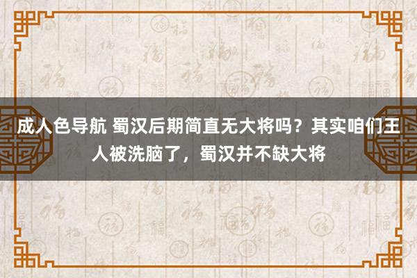 成人色导航 蜀汉后期简直无大将吗？其实咱们王人被洗脑了，蜀汉并不缺大将