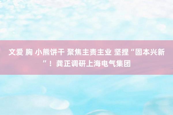 文爱 胸 小熊饼干 聚焦主责主业 坚捏“固本兴新”！龚正调研上海电气集团