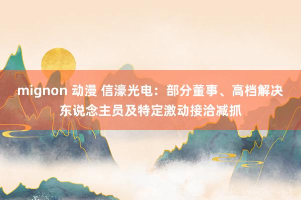 mignon 动漫 信濠光电：部分董事、高档解决东说念主员及特定激动接洽减抓