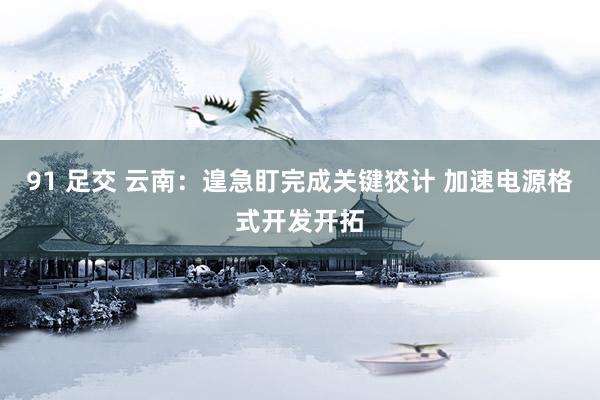 91 足交 云南：遑急盯完成关键狡计 加速电源格式开发开拓