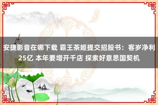 安捷影音在哪下载 霸王茶姬提交招股书：客岁净利25亿 本年要增开千店 探索好意思国契机